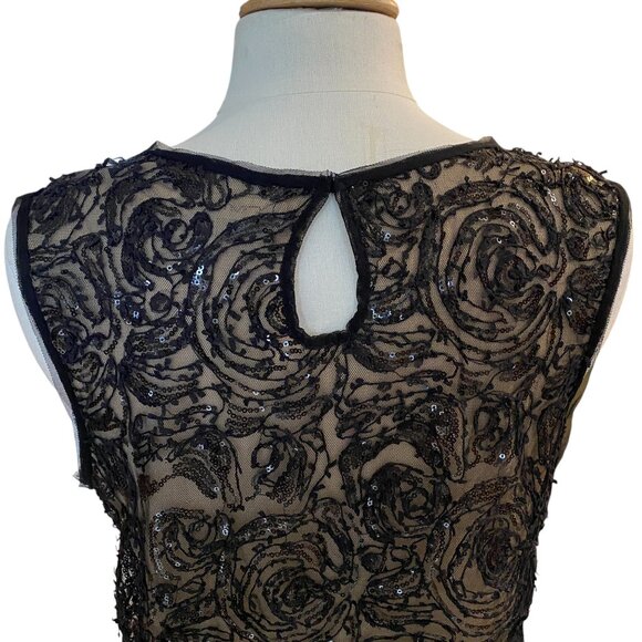 Max Studio Sequin Lace 3D Sleeveless Top Black Coquette Whimsigoth Dark Fairy-M - Picture 11 of 16